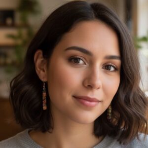 Multicolor Stone Cube Earrings