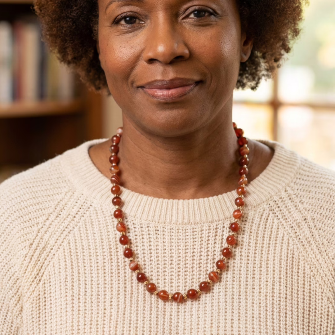 Red Carnelian Striped Necklace