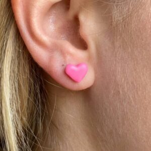 Neon Pink Heart Earrings