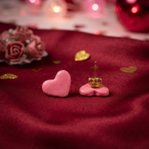 Neon Pink Heart Earrings