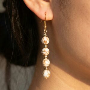 White Spun Howlite Earrings