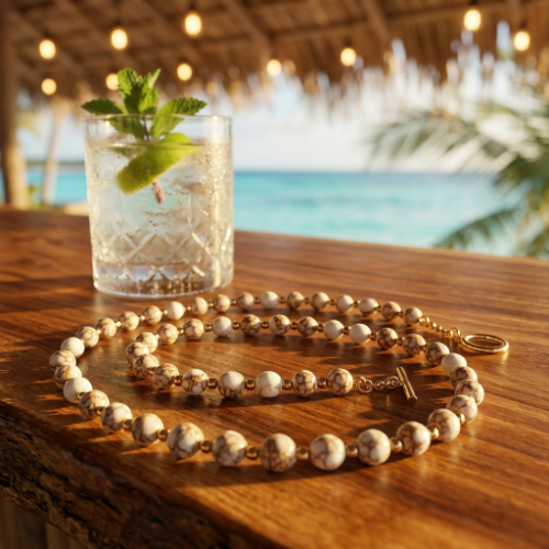 White Spun Howlite Necklace