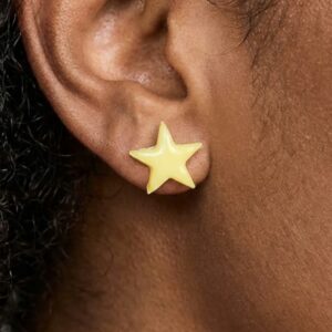 Neon Yellow Star Earrings