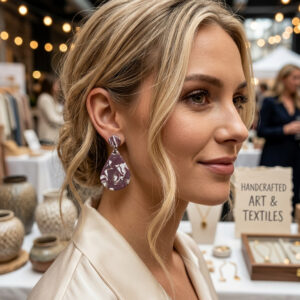 Purple and Gold Teardrop Earrings