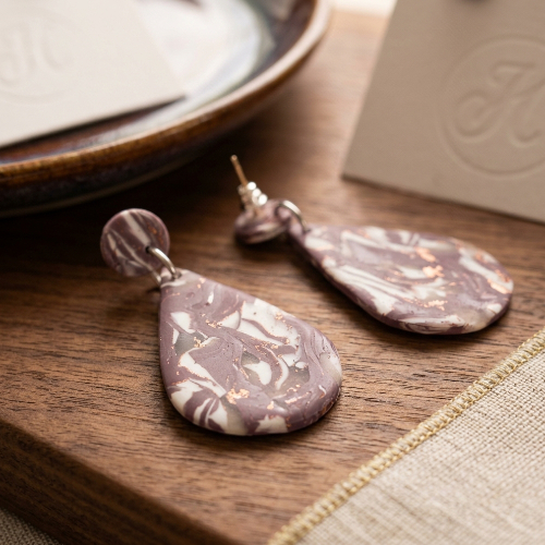 Purple and Gold Teardrop Earrings