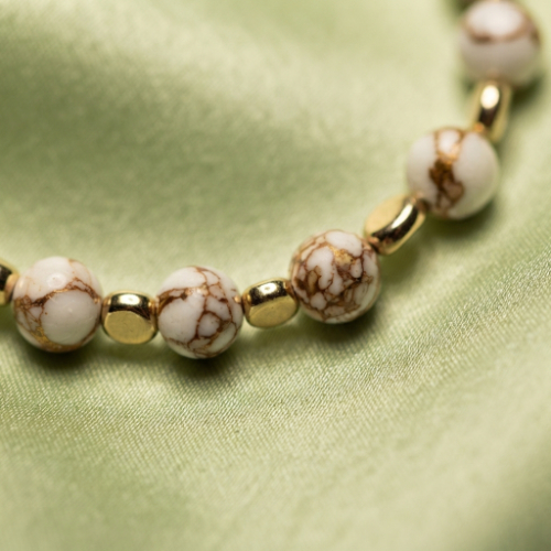 Howlite and Gold Discs Jewelry Set