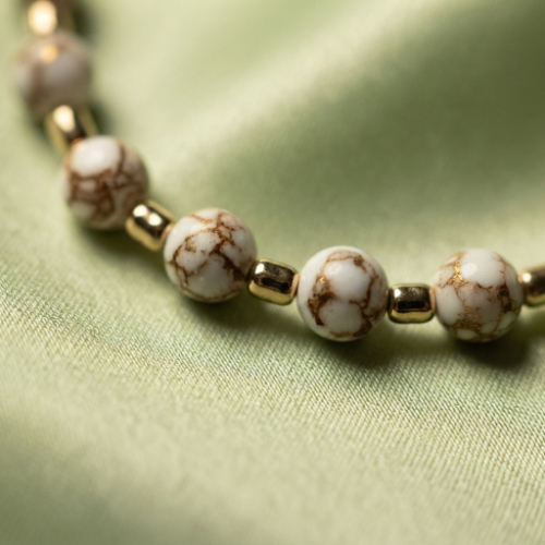 Howlite and Gold Discs Jewelry Set
