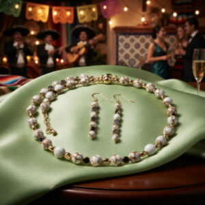 Howlite and Gold Discs Jewelry Set
