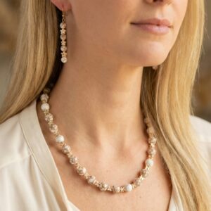 Howlite and Flowers Jewelry Set