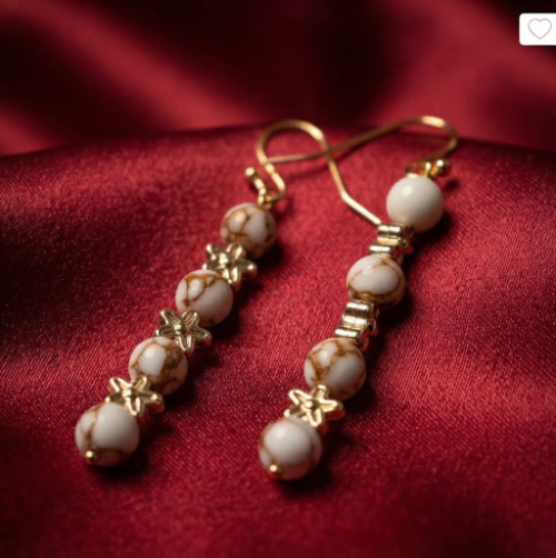 Howlite and Flowers Jewelry Set