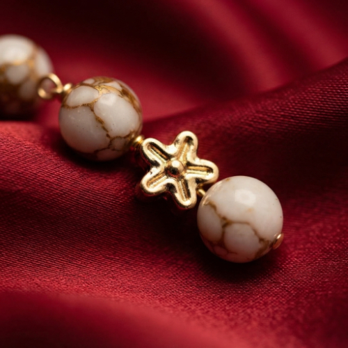 Howlite and Flowers Jewelry Set