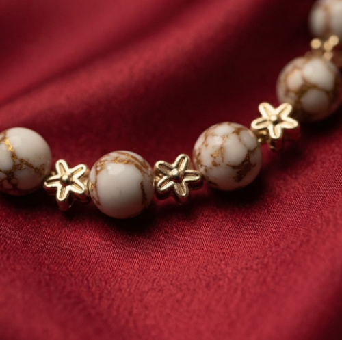 Howlite and Flowers Jewelry Set