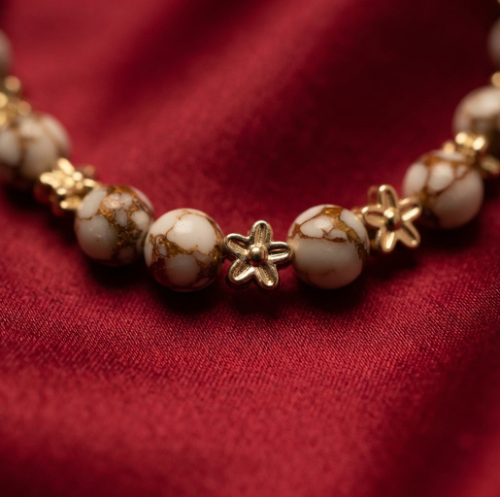 Howlite and Flowers Jewelry Set