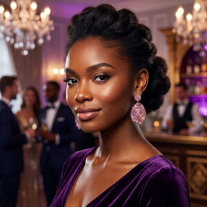 Purple Gold Stud Earrings