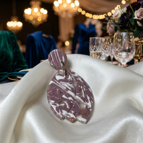Purple Gold Stud Earrings