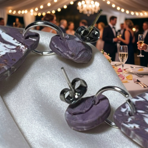 Purple Gold Stud Earrings