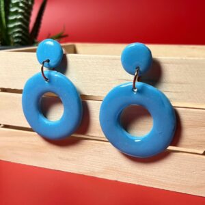 Blue Doughnuts Dangle Earrings