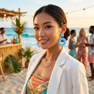Blue Doughnuts Dangle Earrings