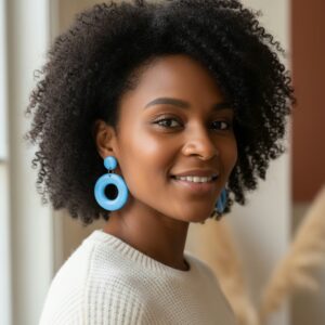 Blue Doughnuts Dangle Earrings