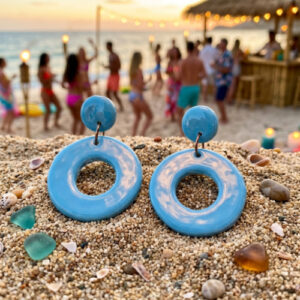 Blue Doughnuts Dangle Earrings