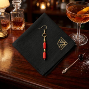 Ribbed Red Tube Drop Earrings