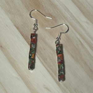Multicolor Stone Cube Earrings
