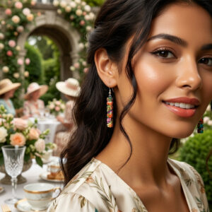 Multicolor Stone Cube Earrings
