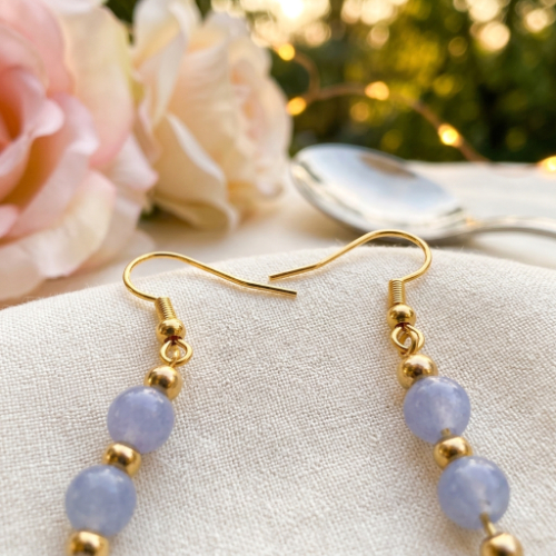 Elegant Purple Lace Agate Earrings