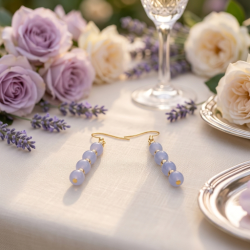 Elegant Purple Lace Agate Earrings