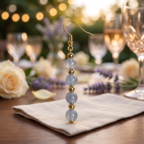 Elegant Purple Lace Agate Earrings