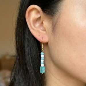 Turquoise Stone Block Earrings