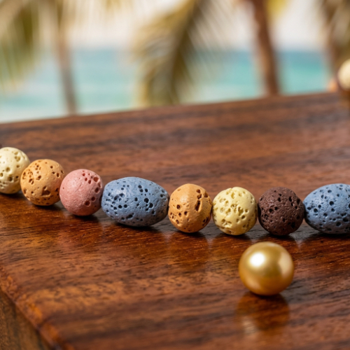 Multicolor Volcanic Lava Bead Necklace