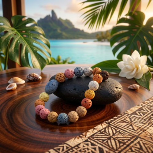 Multicolor Volcanic Lava Bead Necklace
