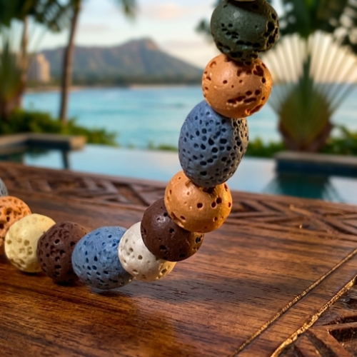 Multicolor Volcanic Lava Bead Necklace