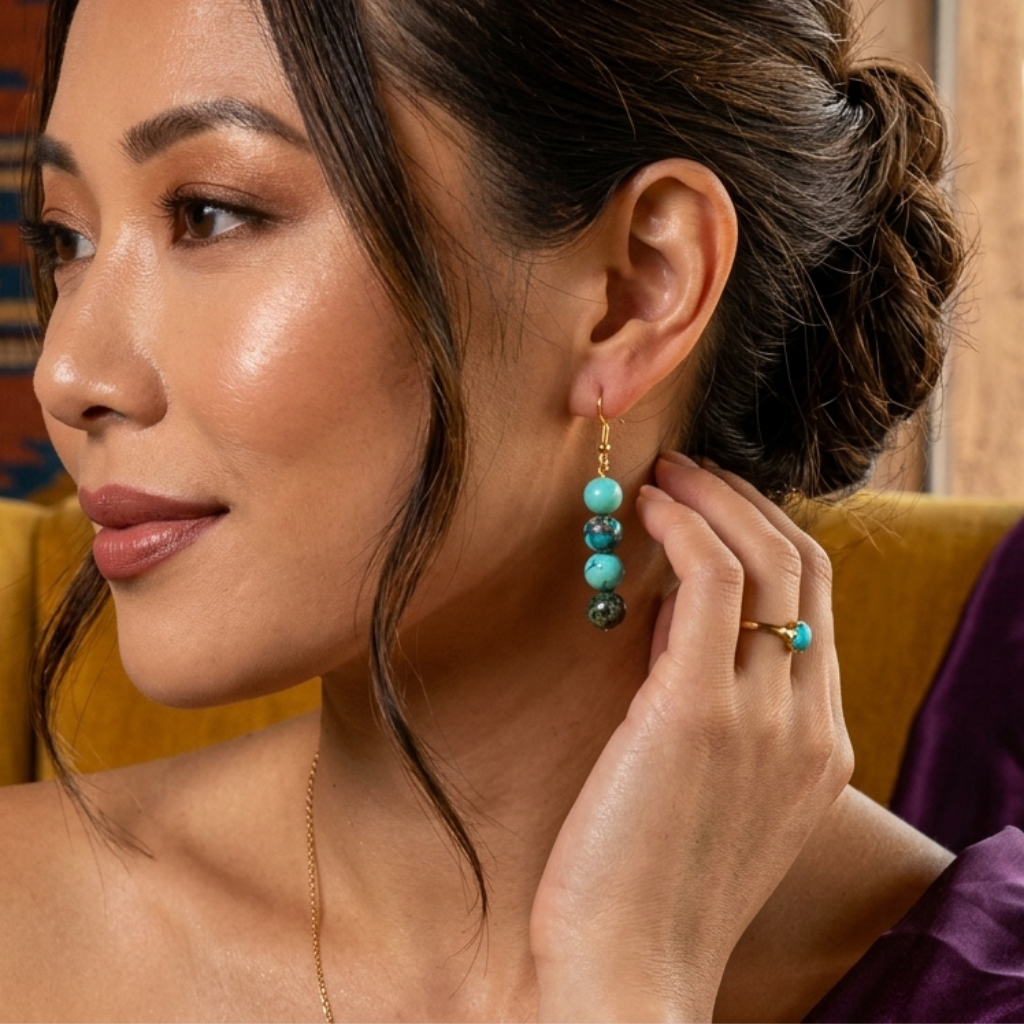 Turquoise Stone Bead Earrings