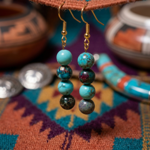 Turquoise Stone Bead Earrings