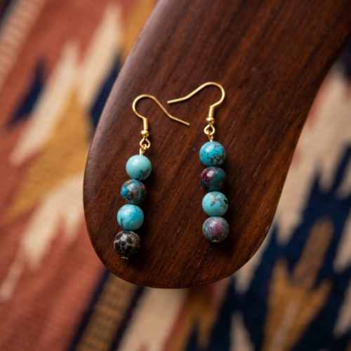 Turquoise Stone Bead Earrings
