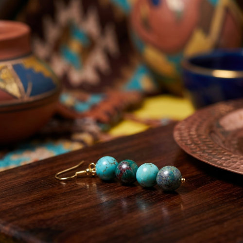 Turquoise Stone Bead Earrings