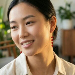 Red Turquoise Star Earrings