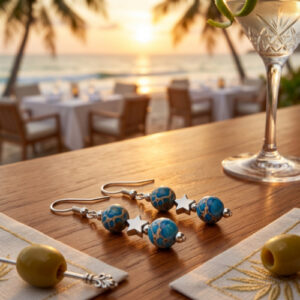 Blue Stone and Stars Earrings