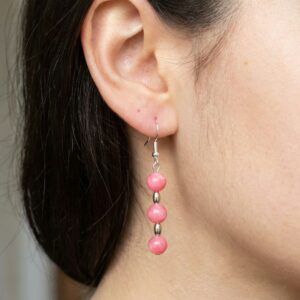 Pink Rhodonite Drop Earrings