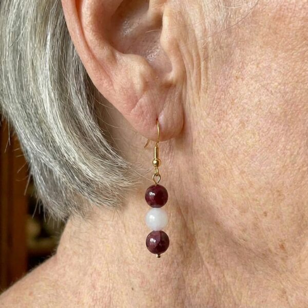 Cloisonne and Quartz Earrings