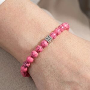 Pink Turquoise Initial Bracelets