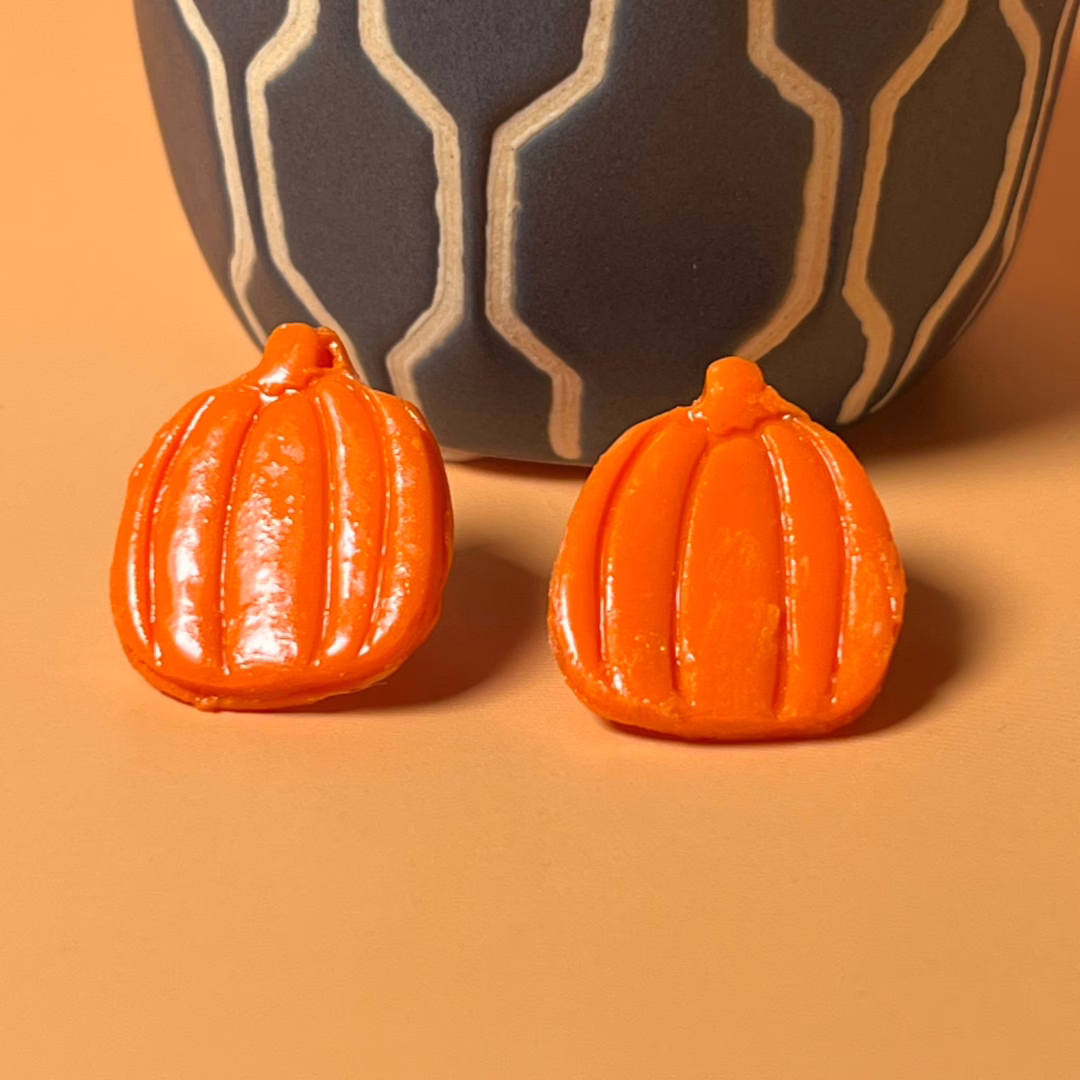 Tall Orange Pumpkin Earrings