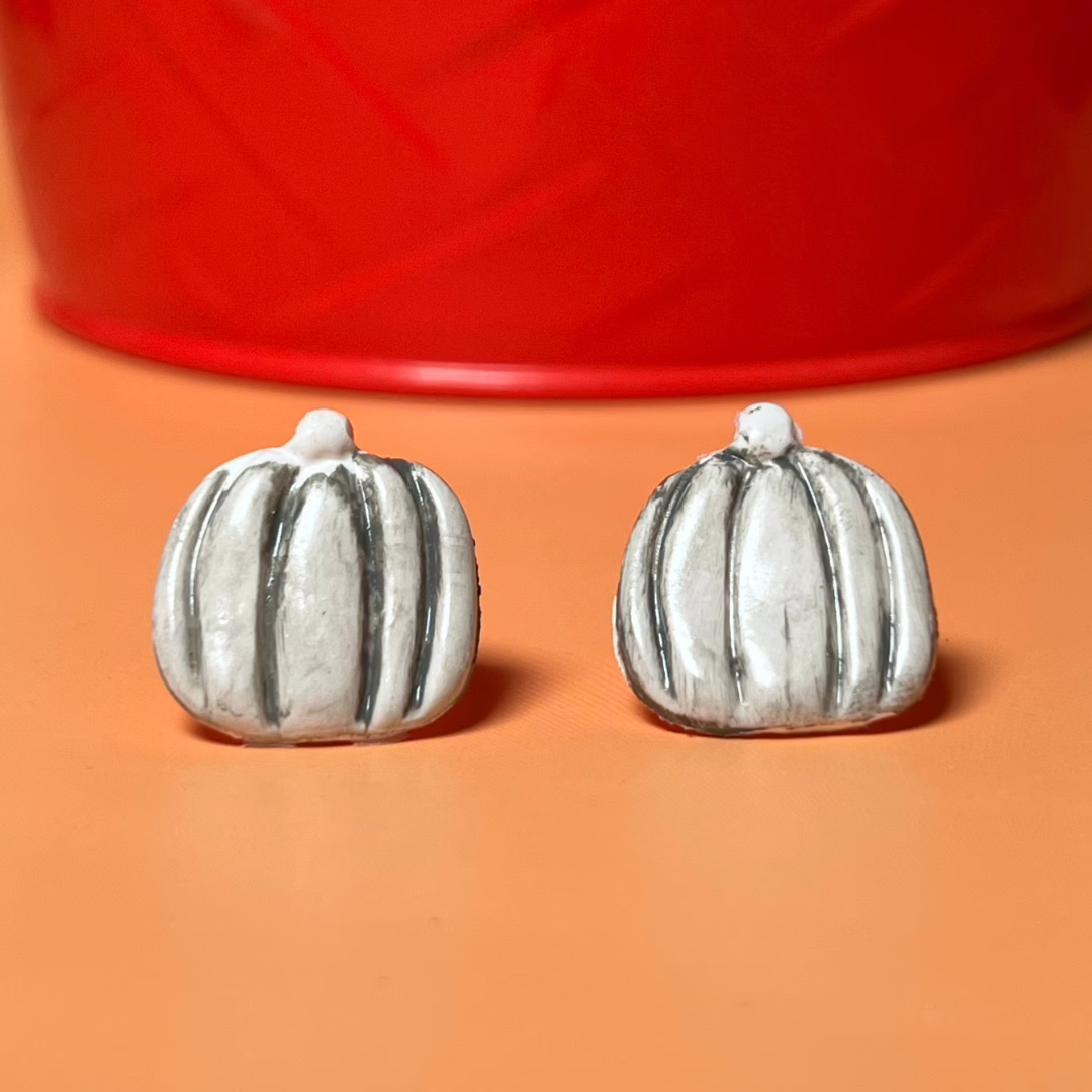 Tall White Pumpkin Earrings