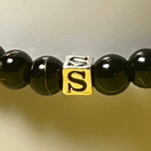 Black Agate Initial Bracelet