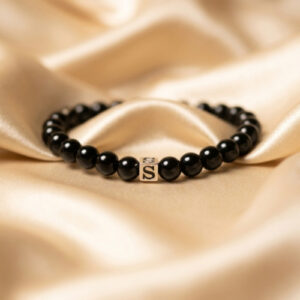 Black Agate Initial Bracelet