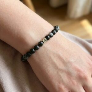 Obsidian Initial Bracelet