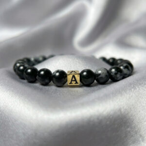 Elegant Obsidian Initial Bracelet