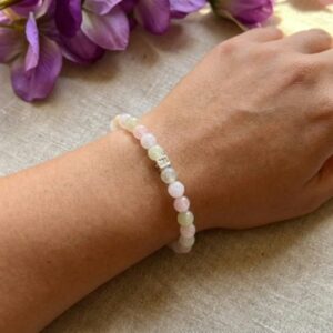 Powder Morganite Initial Bracelet